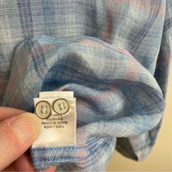 Peter Millar Summer Sky Crystal Beach Linen Sport Shirt Button Down Mens Large - Picture 6 of 16